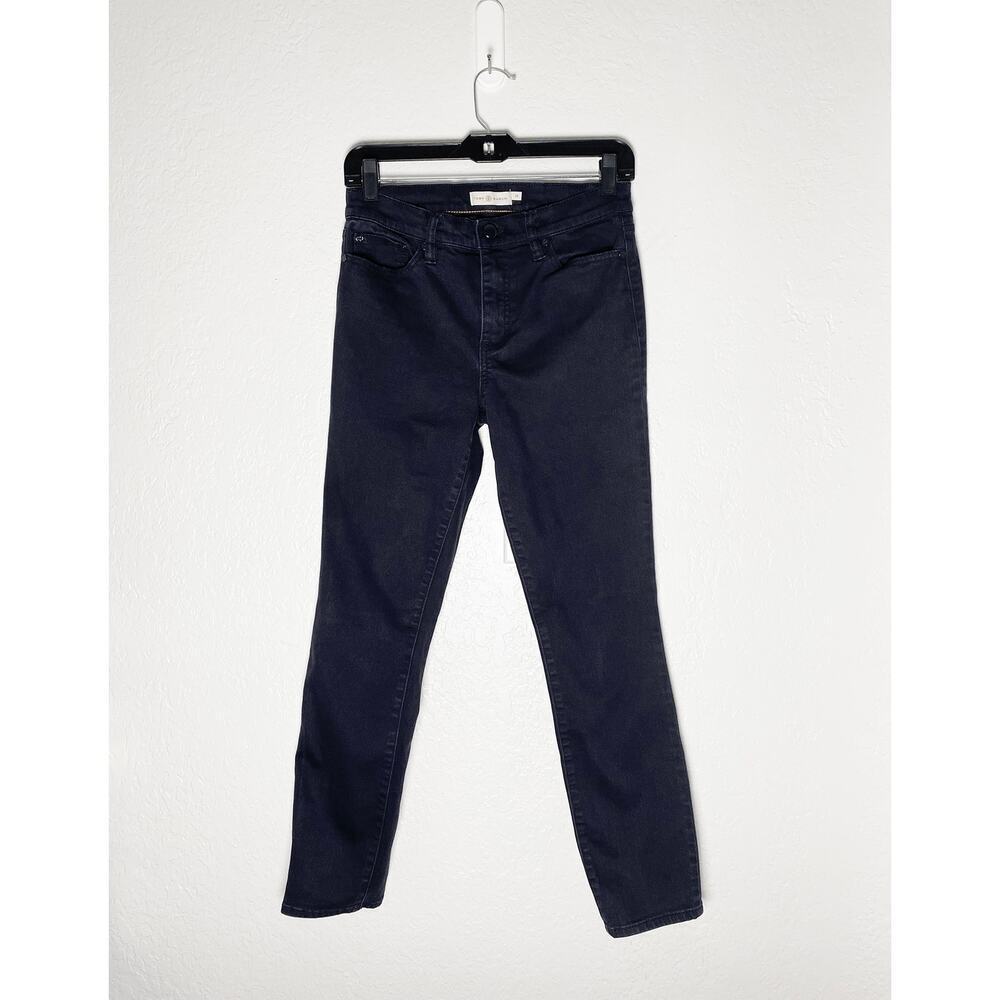 Tory Burch Women's‎ Mid Rise Skinny Stretch Jeans Black 26 Neutral Minimalist